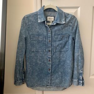 Acid Washed Denim Button Up